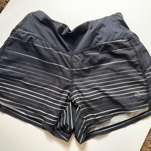 Athleta Gray Striped Athletic Shorts